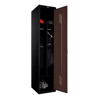 Шкаф металлический однодверный черный с коричневым