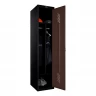 Шкаф металлический однодверный черный с коричневым