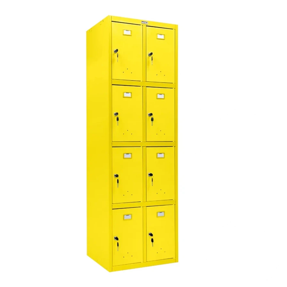Шкаф металлический с дверцами и замком желтый
