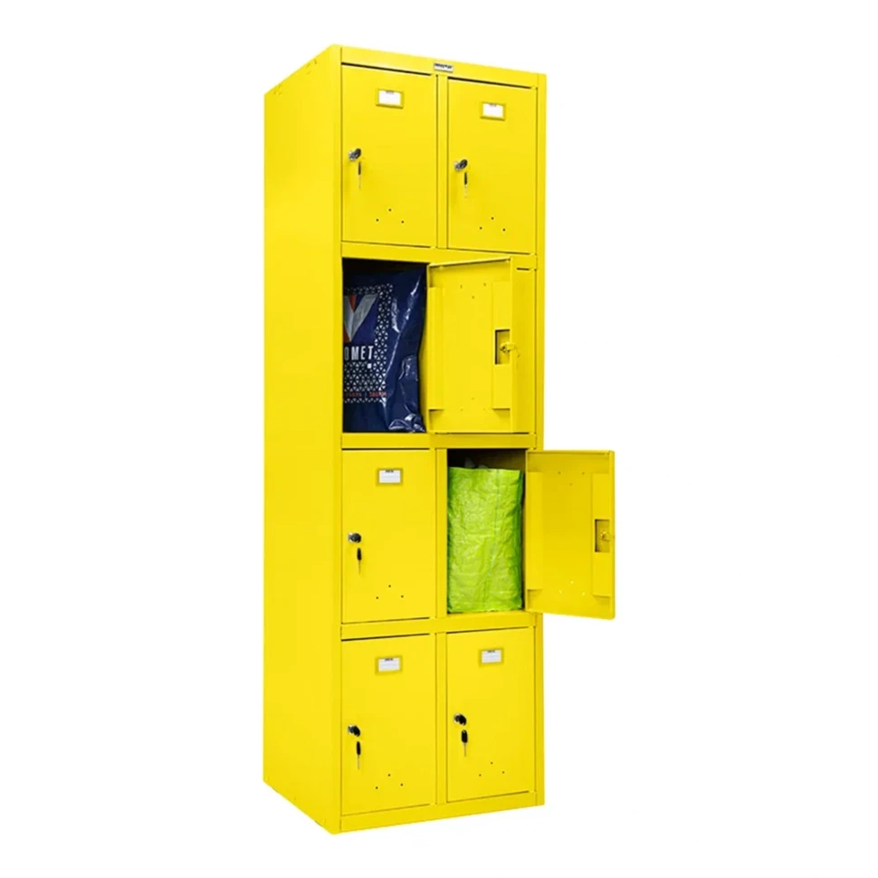 Шкаф металлический с дверцами и замком желтый