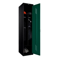 Шкаф металлический однодверный черный с темно-зеленым