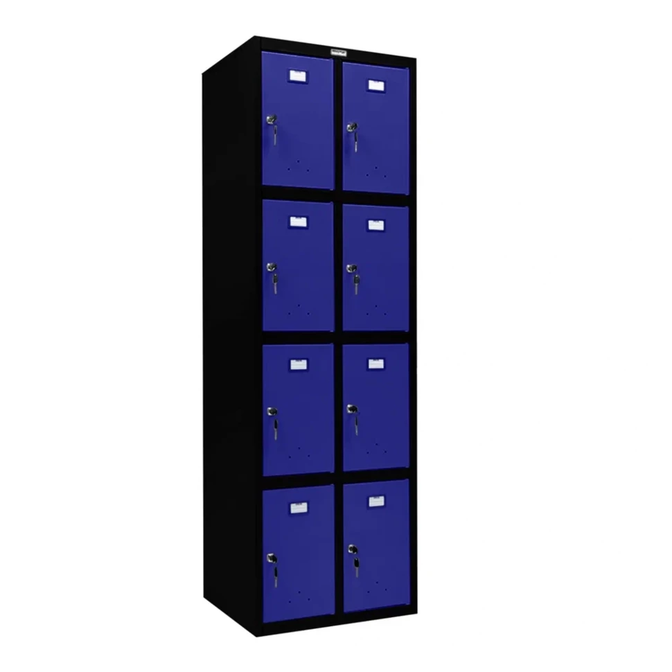 Шкаф металлический для личных вещей черный с синим