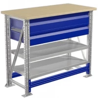 Верстак с полками и подвесными ящиками рабочий M100.MF1/MF1.202