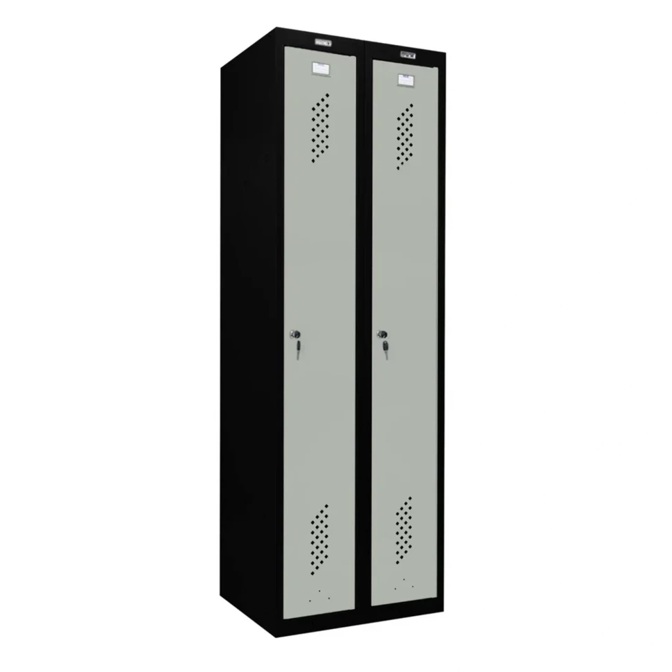 Шкаф металлический для раздевалки черный с серым