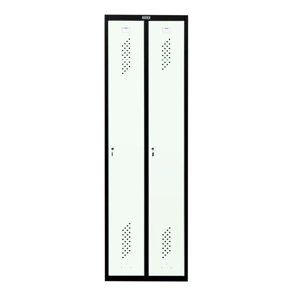 Шкаф металлический двухдверный черный с белым