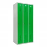 Шкаф металлический трехдверный серый с зеленым
