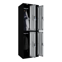 Шкаф металлический четырехдверный черный с сигнальным серым