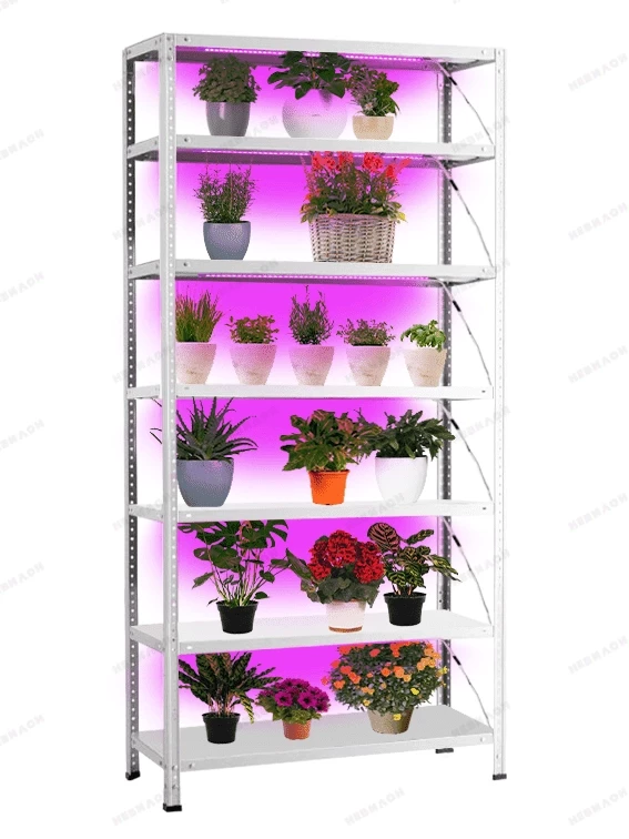 Стеллаж для цветов с фитолампой Невилон Флора 2350х700х300 c 7 полками