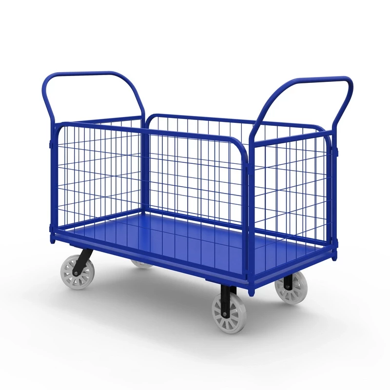 Тележка платформенная с сетчатыми бортами ТС 2 (г/п 600 кг, 900x600 мм, колеса литой нейлон 200 мм) Тележка платформенная с сетчатыми бортами ТС 2 (г/п 600 кг, 900x600 мм, колеса литой нейлон 200 мм)