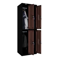 Шкаф металлический четырехдверный черный с коричневым