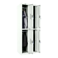 Шкаф металлический четырехсекционный белый