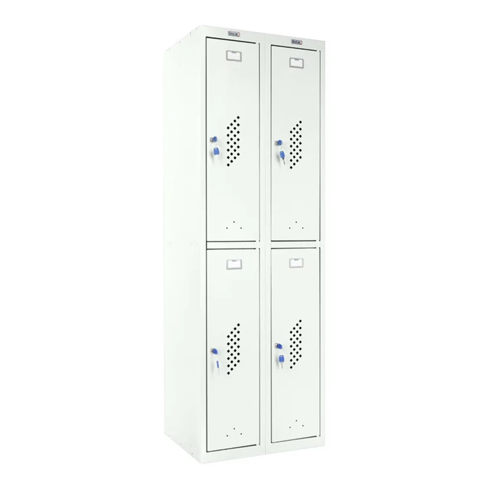 Шкаф металлический четырехсекционный белый