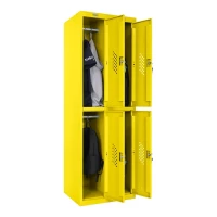 Шкаф металлический четырехсекционный желтый