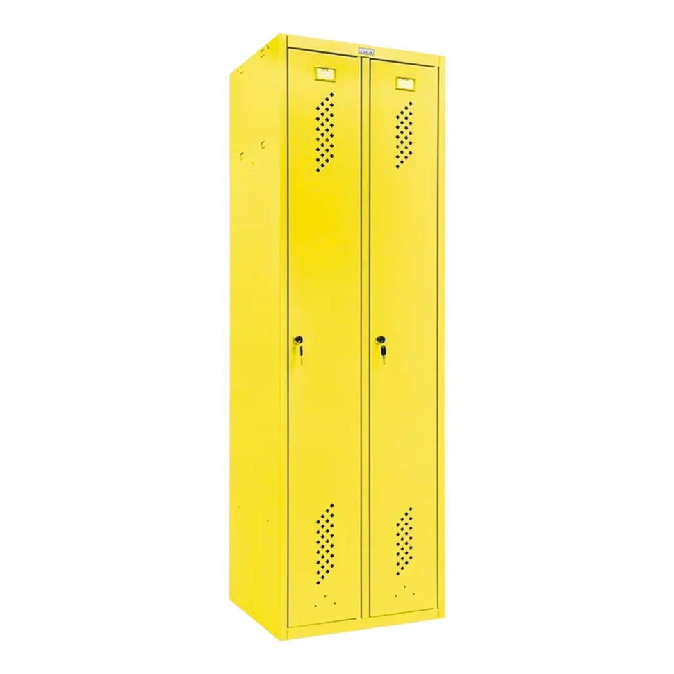 Шкаф металлический двухсекционный желтый