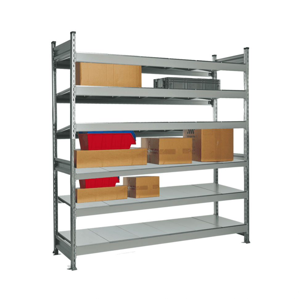 Стеллаж СТ-023 2700х1200х600 с 6 ярусами (рамы и настил - окрас) Стеллаж СТ-023 2700х1200х600 с 6 ярусами (рамы и настил - окрас)