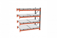 Стеллаж с выкатными платформами ДиКом 2000х1800х1000 на 4 яруса доп. секция