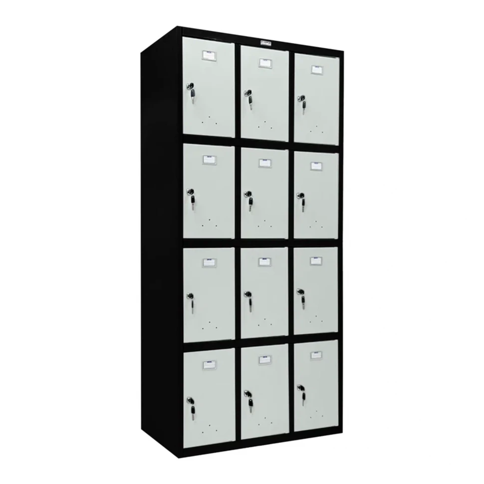 Шкаф металлический для сумок черный со светло-серым