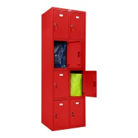 Шкаф металлический с дверцами и замком красный