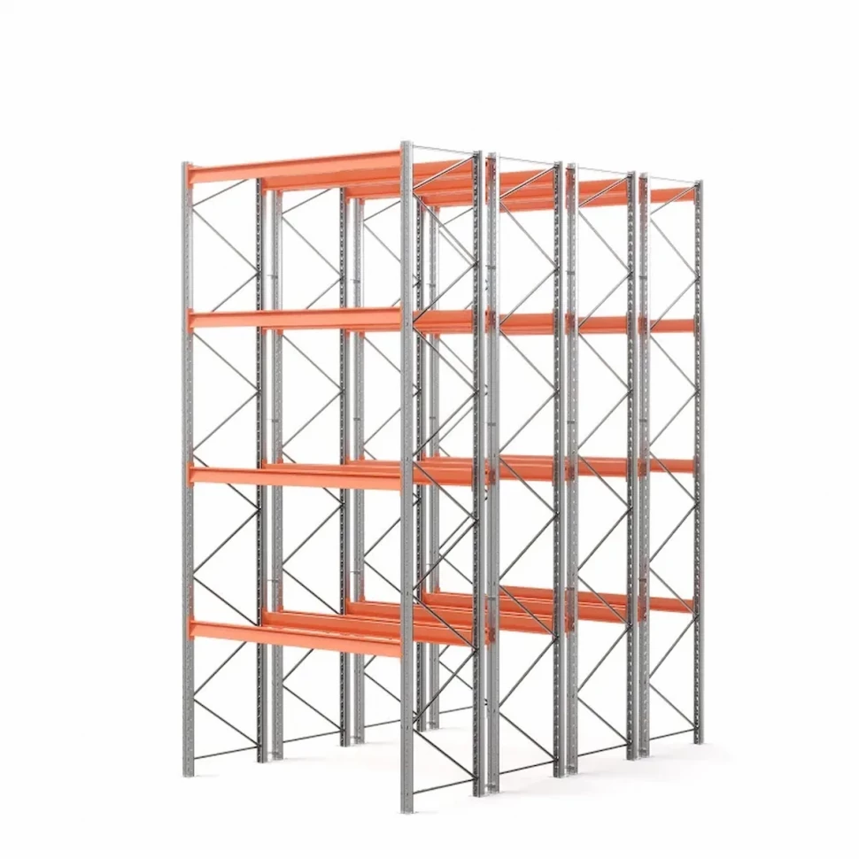 Стеллаж двойной глубины 6000х2700х1100 до 2430 кг / до 12670 кг секция Стеллаж двойной глубины 6000х2700х1100 до 2430 кг / до 12670 кг секция