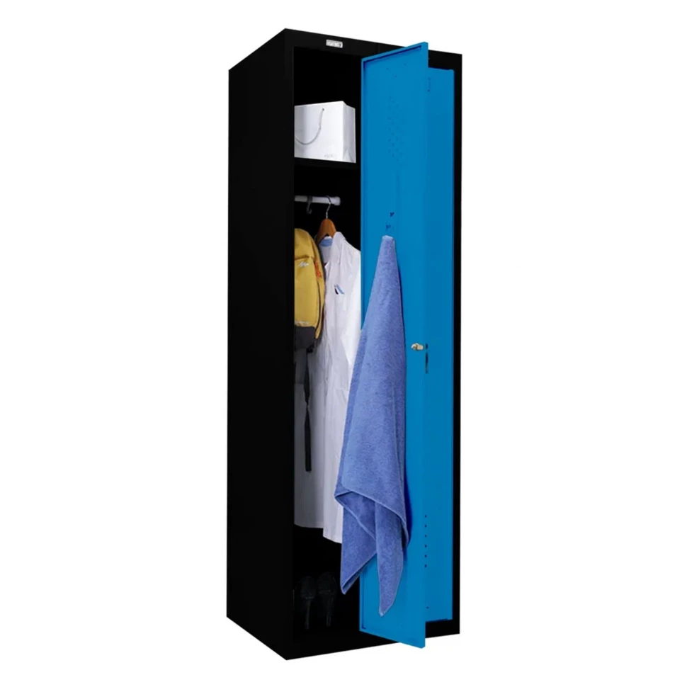 Шкаф металлический для рабочей спецодежды голубой