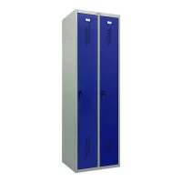 Шкаф металлический двухдверный серый с синим