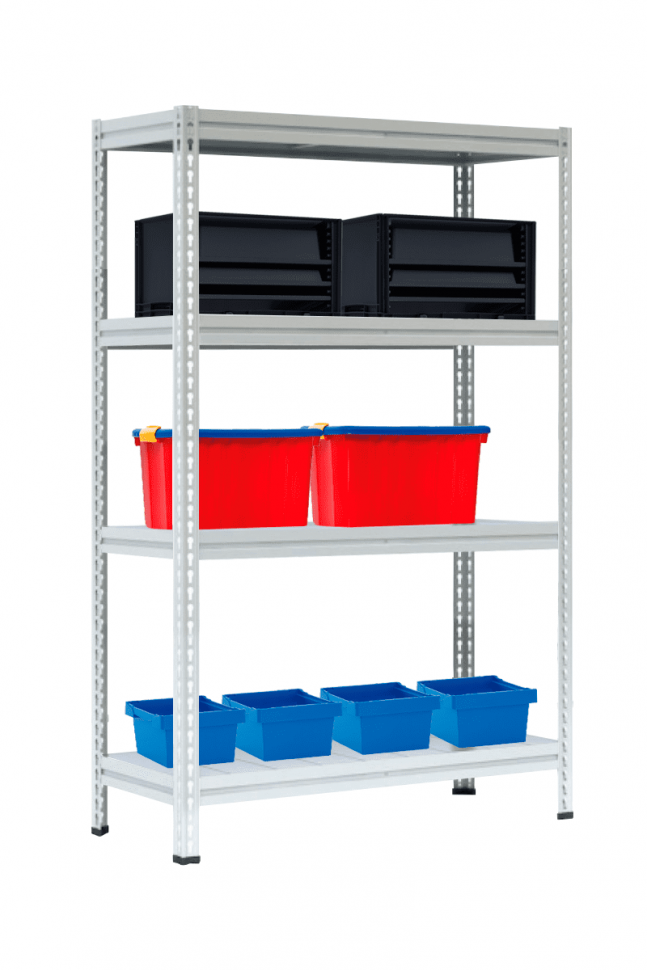 Стеллаж МС-Т 3000х1856х530 мм 4 яруса настил металл Стеллаж МС-Т 3000х1856х530 мм 4 яруса настил металл