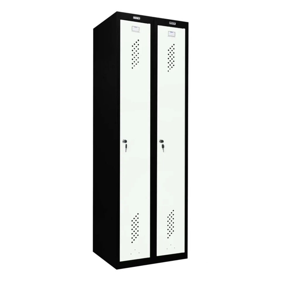 Шкаф металлический для раздевалки черный с белым