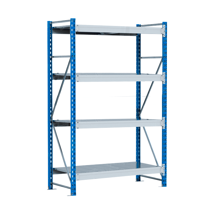 Стеллаж SGR-V 350 кг 2500х1200х800 4 яруса (рамы RAL 5015 / настил цинк) ОС