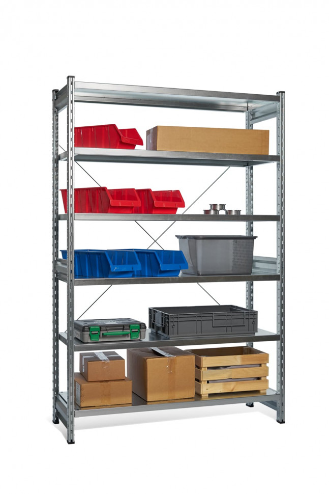 Стеллаж СТ-031 цинк 2279х1300х500 6 полок до 250 кг Стеллаж СТ-031 цинк 2279х1300х500 6 полок до 250 кг