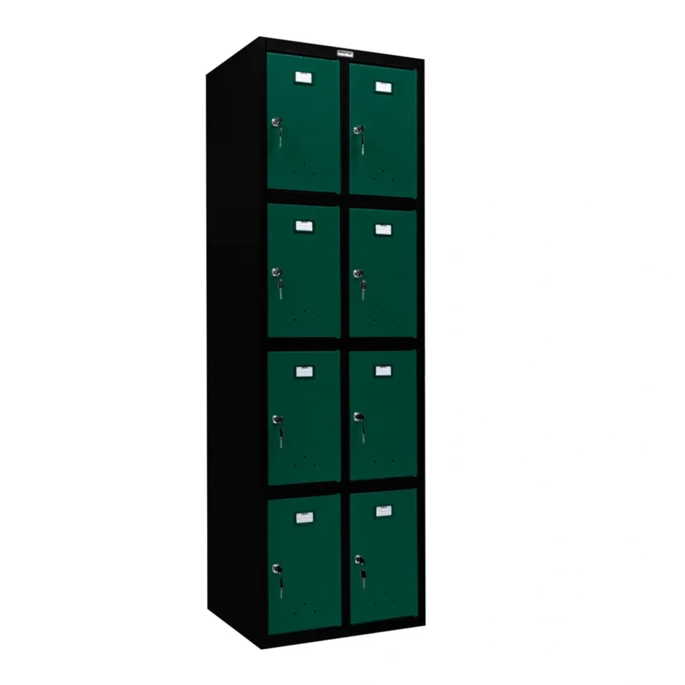 Шкаф металлический для личных вещей черный с темно-зеленым