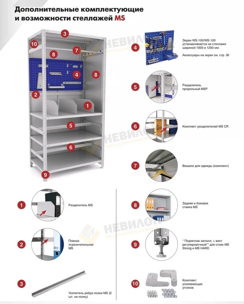 Стеллаж MS Hard 2500х1000х500 c 6 полками Стеллаж MS Hard 2500х1000х500 c 6 полками