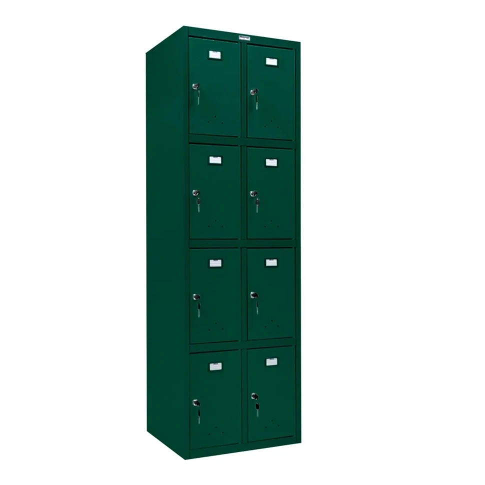 Шкаф металлический с дверцами и замком темно-зеленый