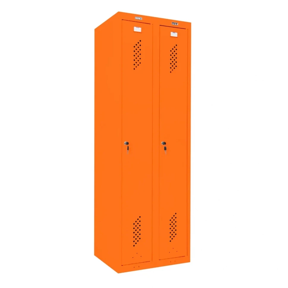 Шкаф металлический для рабочей спецодежды оранжевый
