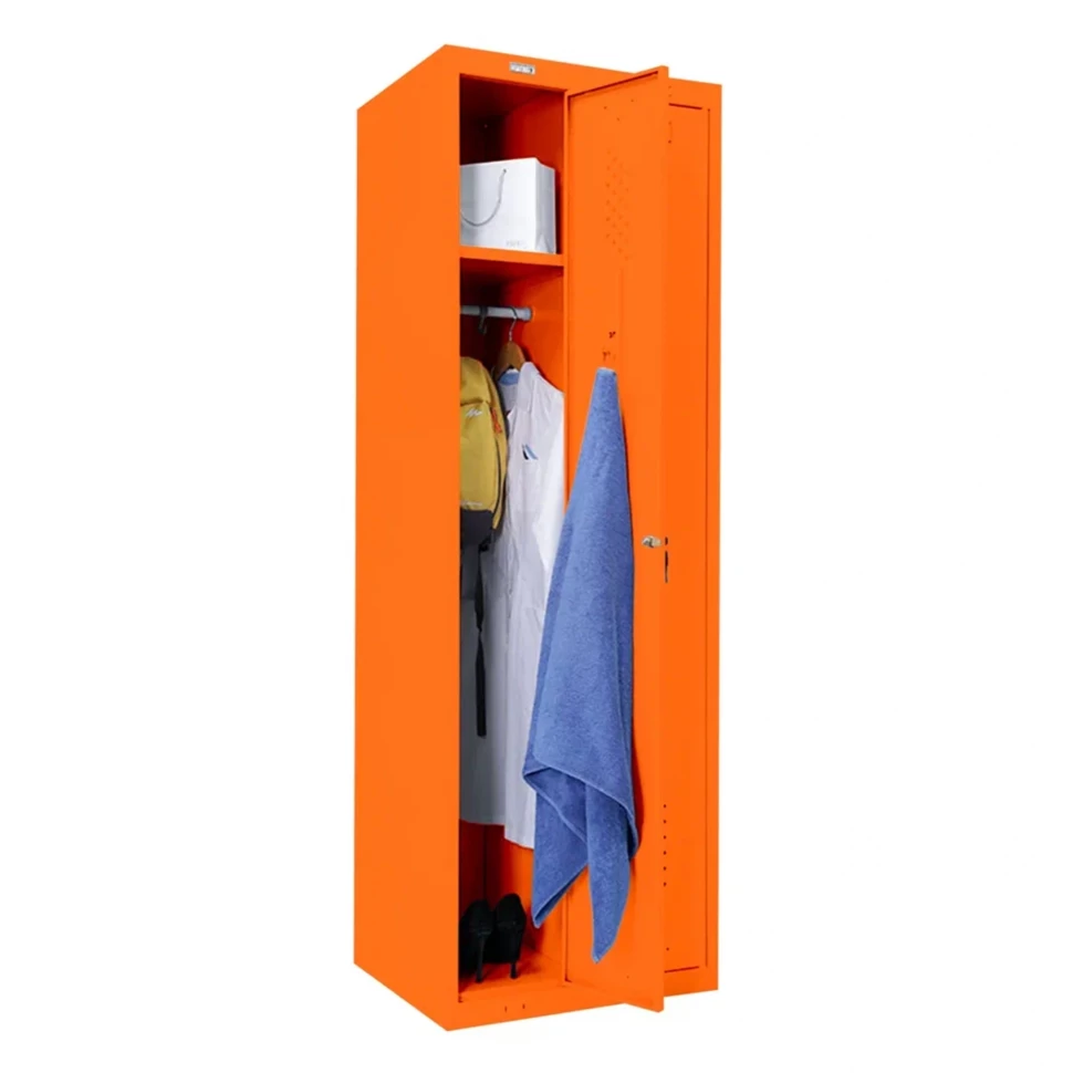 Шкаф металлический для рабочей спецодежды оранжевый