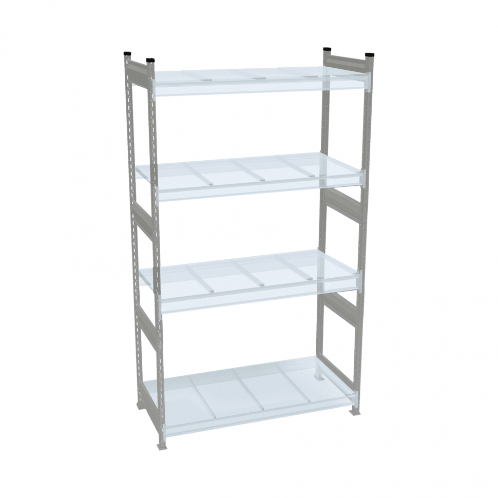 Стеллаж СТ-023 2000х1200х300 с 4 ярусами (рамы и настил - окрас)