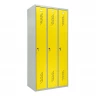 Шкаф металлический трехдверный серый с желтым