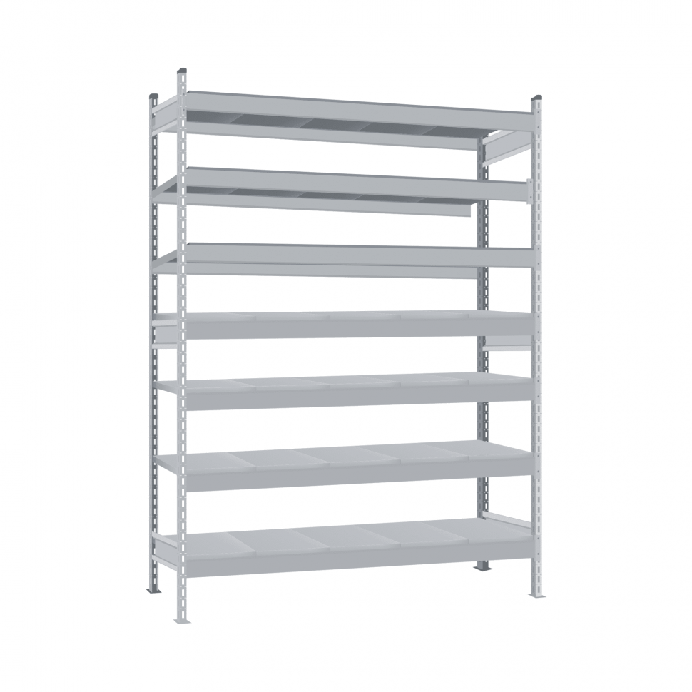 Стеллаж СТ-023 1800х1200х600 с 7 ярусами (рамы и настил - цинк)