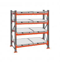 Стеллаж с выкатными платформами ДиКом 2500х1800х1000 на 4 яруса П-90
