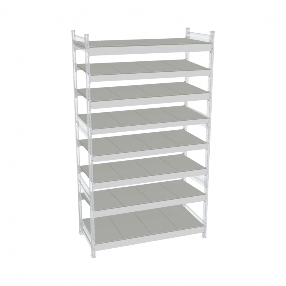 Стеллаж СТ-023 2200х1200х300 с 8 ярусами (рамы и настил - окрас)