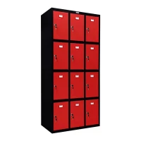 Шкаф металлический для сумок черный с красным