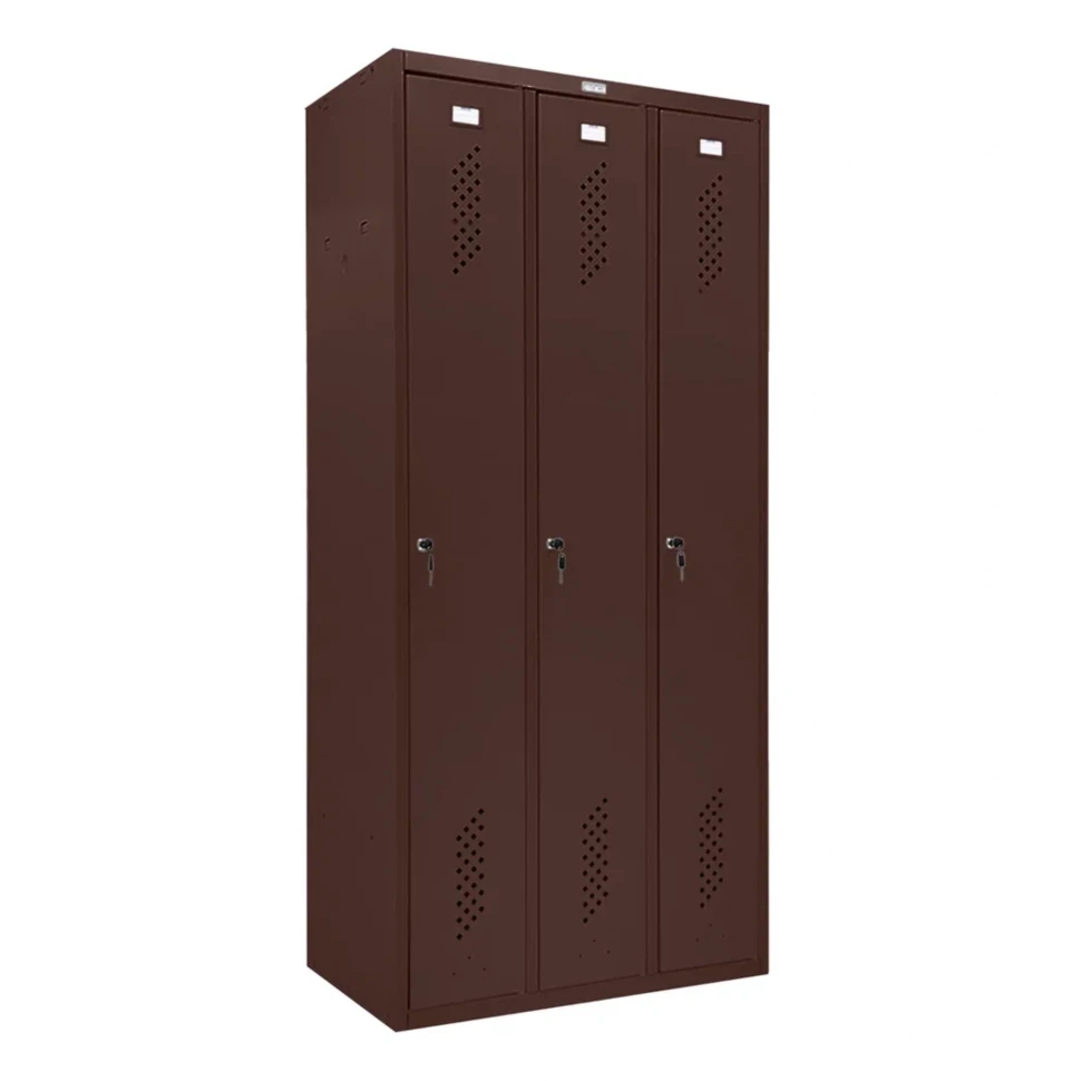 Шкаф металлический трехсекционный коричневый