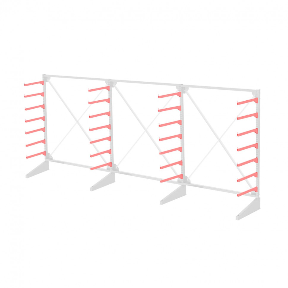 Стеллаж консольный односторонний Sortex 1920х4808х720 7 ярусов