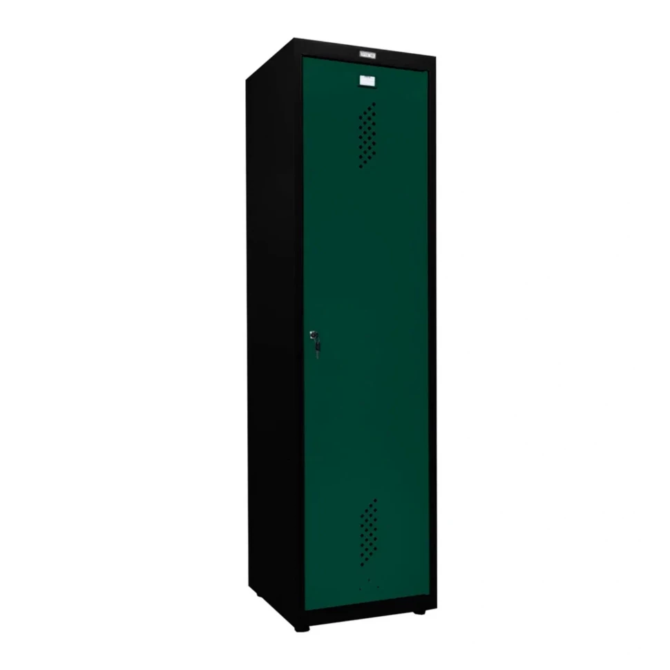 Шкаф металлический для инвентаря черный с темно-зеленым