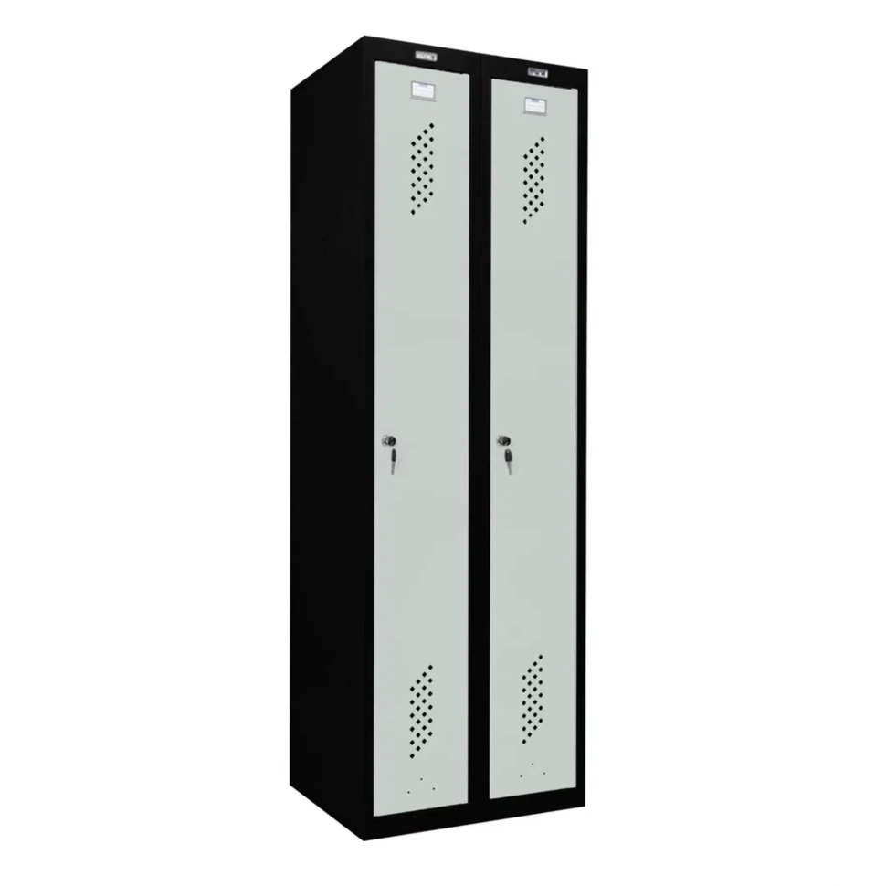 Шкаф металлический для раздевалки черный со светло-серым