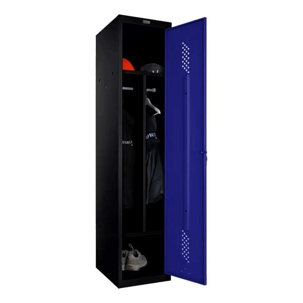 Шкаф металлический однодверный черный с синим