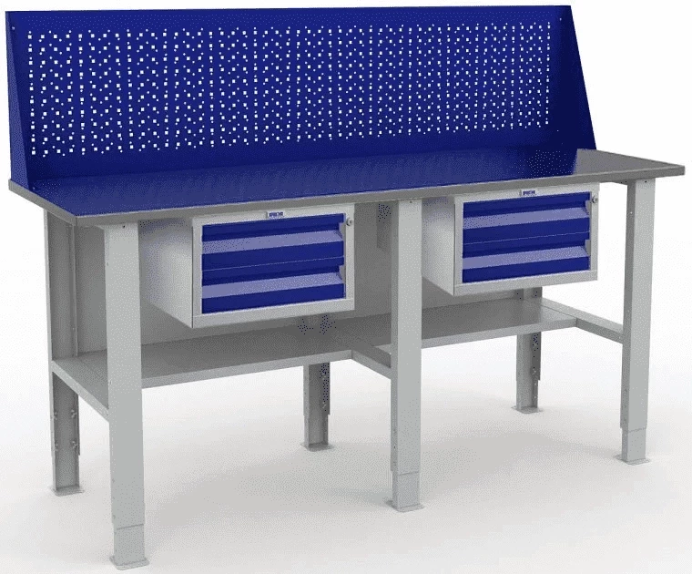 Верстак с перфопанелью производственный W200.F2/F2/F2.210.W