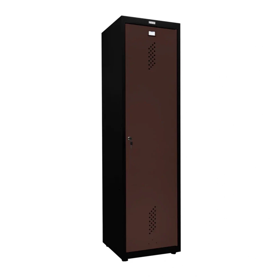 Шкаф металлический для инвентаря черный с коричневым