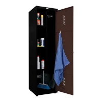 Шкаф металлический для инвентаря черный с коричневым