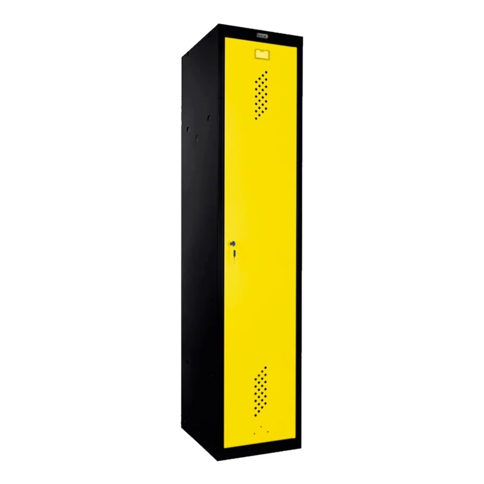 Шкаф металлический однодверный черный с желтым