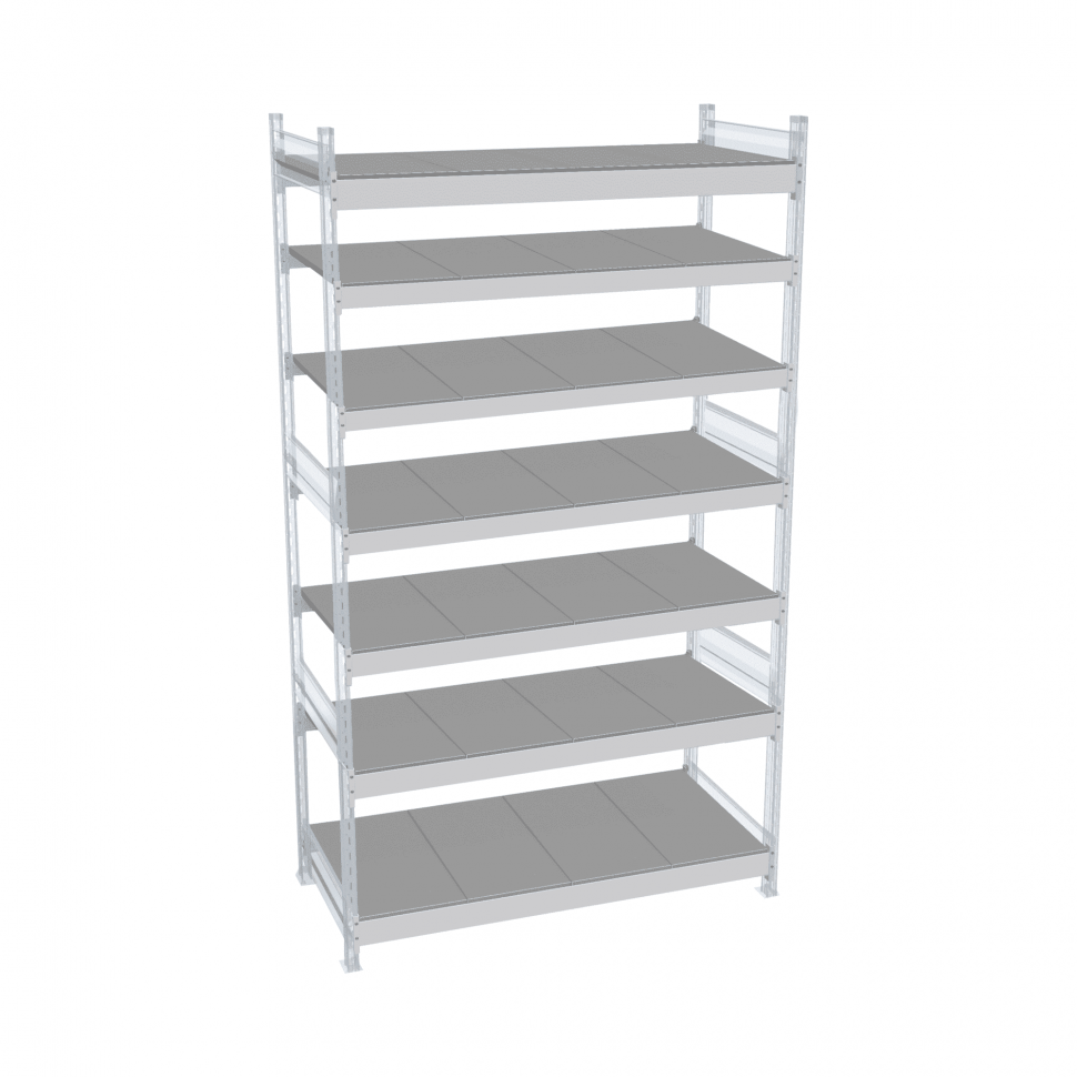 Стеллаж СТ-023 2500х1800х800 с 7 ярусами (рамы и настил - цинк)
